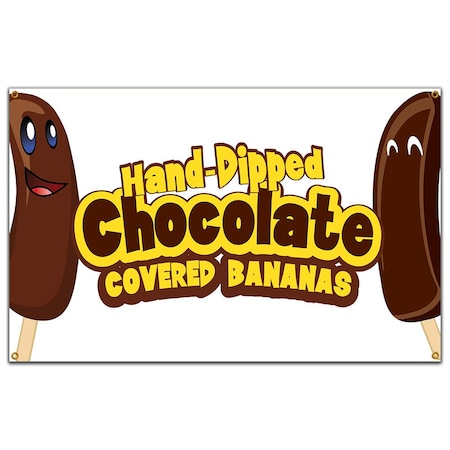 Chocolate Covered Bananas Banner Concession Stand Food Truck Single Sided